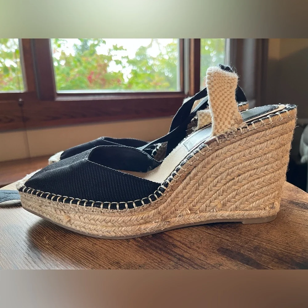 NEW ZARA Ankle Tie Raffia Espadrille Wedge Sandals, 10 - Picture 5 of 12